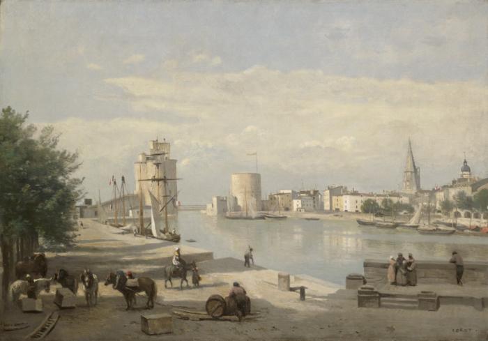 Jean Baptiste Camille  Corot The Harbor of La Rochelle Sweden oil painting art
